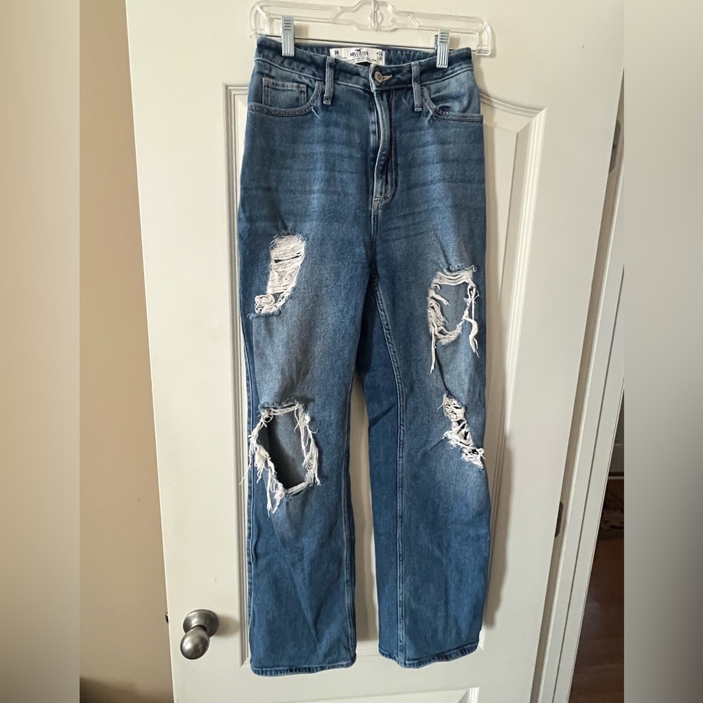 Hollister Vintage Stretch Distressed Curvy High-Rise Dad Jeans Women’s Size 0